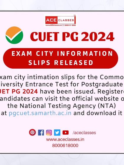 An update announcing that the exam city information slips for CUET PG 2024 have been released on the official NTA website.