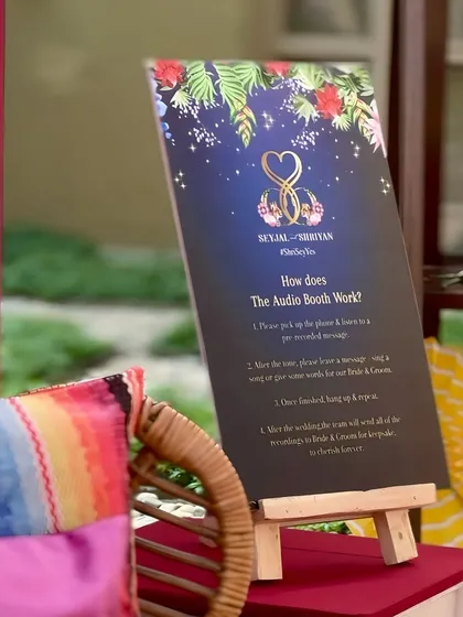 Simple instructions for a lifetime of memories. I provide a beautifully designed sign that clearly explains how the audio booth works, ensuring all your guests feel comfortable picking up the phone and leaving their mark.