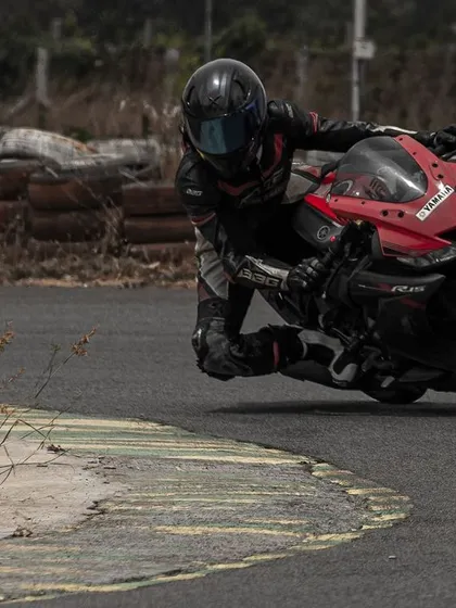 A rider perfectly executing a lean on their Yamaha. I provide a safe and professional environment for bikers to hone their cornering skills and experience true track riding.