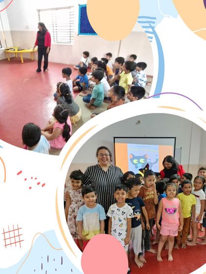 At Little Red Hen, we don't just read stories; we bring them to life. This collage shows our educators using projectors and puppets to turn every tale into an unforgettable, interactive journey for the children.