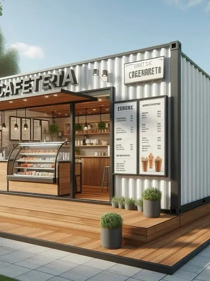 Our modular solutions extend beyond homes. This render showcases a clean, modern, and fully functional cafeteria, perfect for businesses looking for a quick and stylish commercial space. We can deliver a turnkey solution like this anywhere in the country.