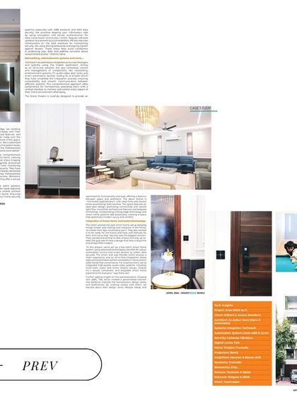 A look inside our featured case study in Smart Home World magazine. This spread highlights various aspects of the project, from the automated staircase lighting and living room setup to the integrated entertainment and security systems.