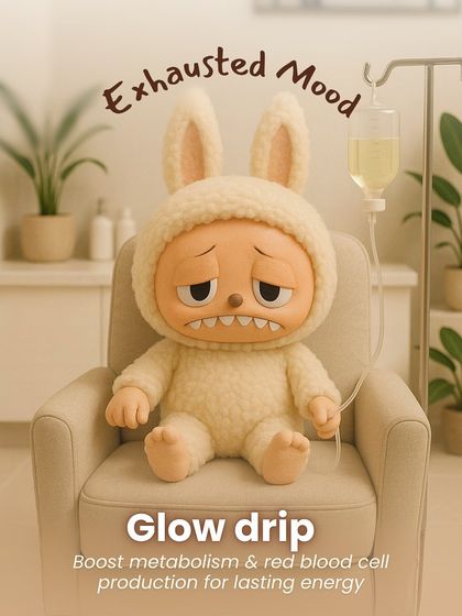 Even Labubu needs a little boost sometimes! Here's a fun take on our IV Glow Drip, designed to boost metabolism and energy for that radiant, snatched look.