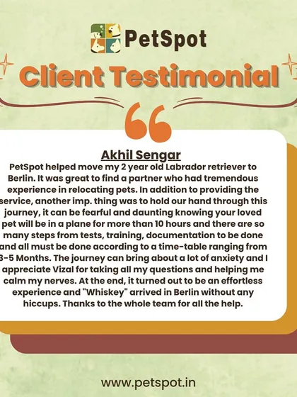 Akhil Sengar was anxious about his 2-year-old Labrador's 10-hour flight to Berlin. He appreciated that I held his hand through the journey and helped calm his nerves.