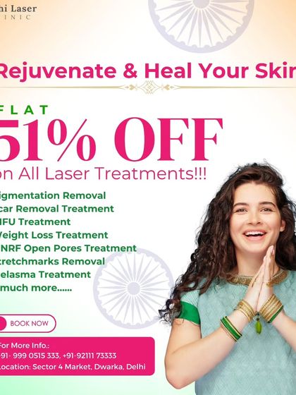 A mega sale announcement on all our laser treatments. We provide a wide range of services from pigmentation and scar removal to HIFU and stretch mark treatments.