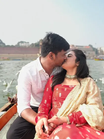 In the heart of Banaras, where the Ganga whispers ancient love stories, we wrote our own. This is the kind of timeless, soulful moment I live to capture for you.