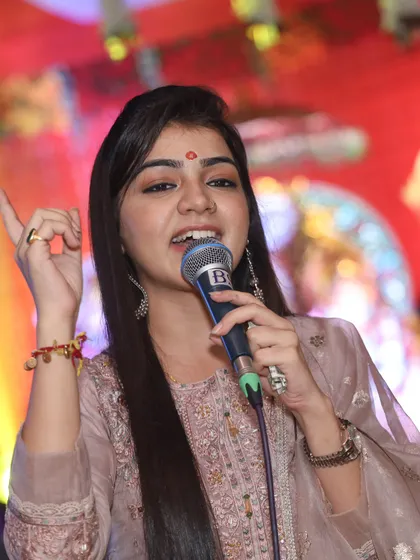 A close-up shot from a performance, capturing the devotion I pour into every song. This image reflects the spiritual essence of my Guru Purnima offering.