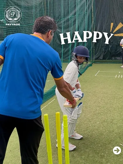 A player's stance is critical for balance and power. Our coach works closely with a young batsman, adjusting his foot placement and posture at the crease to build a solid and repeatable batting setup.