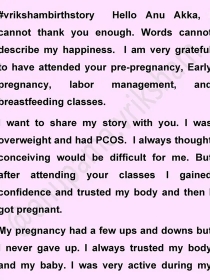It is a complete myth that overweight women cannot have a normal delivery. This mother, who had PCOS and was 121 kgs during delivery, is proof that with the right mindset, activity, and knowledge, you can achieve the birth experience you hope for. Trust your body's strength.