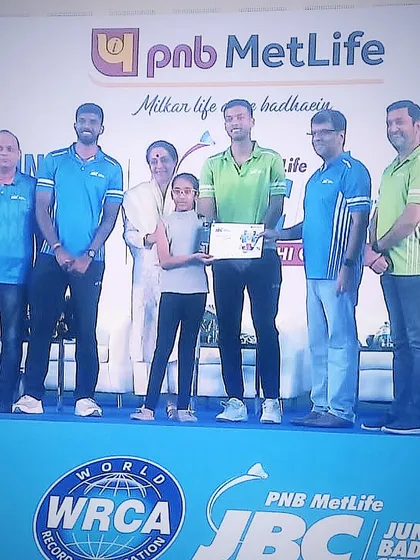 We celebrate every victory. Here, our student Akshita receives her award at the PNB Metlife Junior Badminton Championship. Our program is designed to guide players to success on prestigious national platforms.