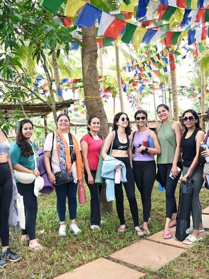 A happy group photo from our "Serenity by the Sea" retreat. The smiles and connections formed are what make these experiences so special and memorable.