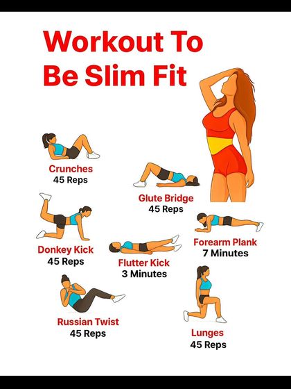 This "Workout To Be Slim Fit" combines yoga-inspired moves like Russian twists and lunges with fitness exercises like donkey kicks and flutter kicks.
