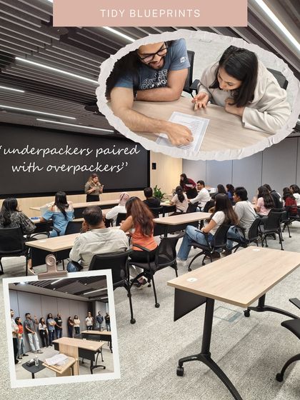 My workshops are all about interaction. Here, we paired "underpackers" with "overpackers" for a fun challenge, helping them learn from each other's habits and find a happy medium for their next trip.