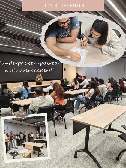 My workshops are all about interaction. Here, we paired "underpackers" with "overpackers" for a fun challenge, helping them learn from each other's habits and find a happy medium for their next trip.