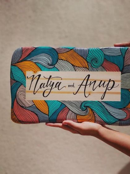 A duplicate of 166, this hand-painted boho name plaque, with its intricate line art and vibrant colors, is a perfect example of how we bring your unique story to life.