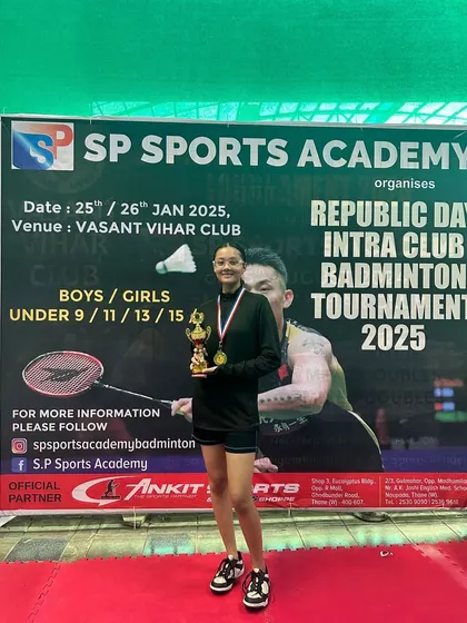 The U15 girls' winner, Suchi Gupta, after her victory.