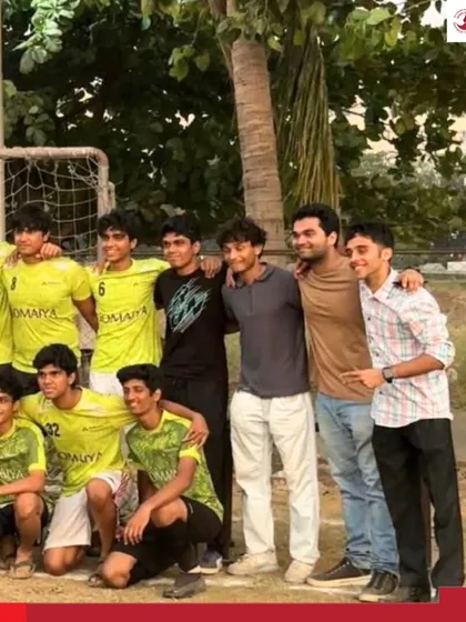 The victorious football team from Vanquish 2026, hosted by K. J. Somaiya Medical College, celebrates their win with friends and supporters.