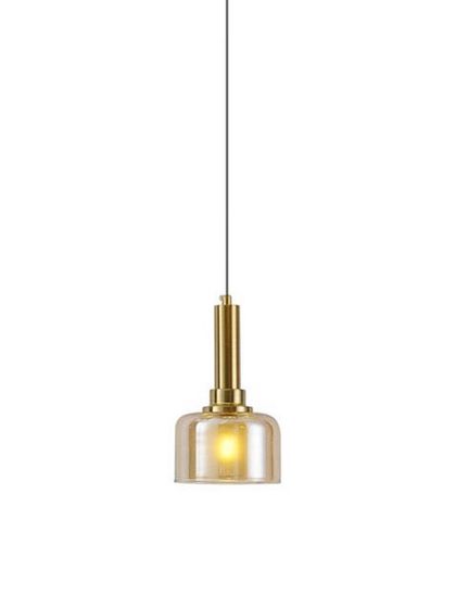 A simple and elegant pendant with a gold-tinted glass shade and brass fitting. A timeless piece for any interior.