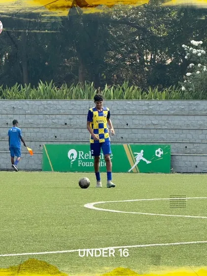 A player from our U16 team sets up for a free-kick during the friendly match at the RFYC facility.