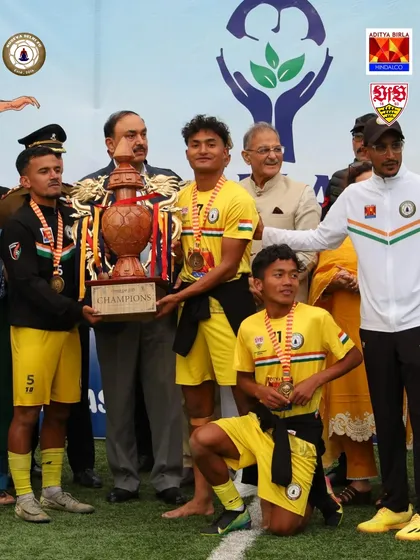 Our players receiving the Climate Cup trophy from dignitaries. A proud moment recognizing their historic achievement at such a high altitude.