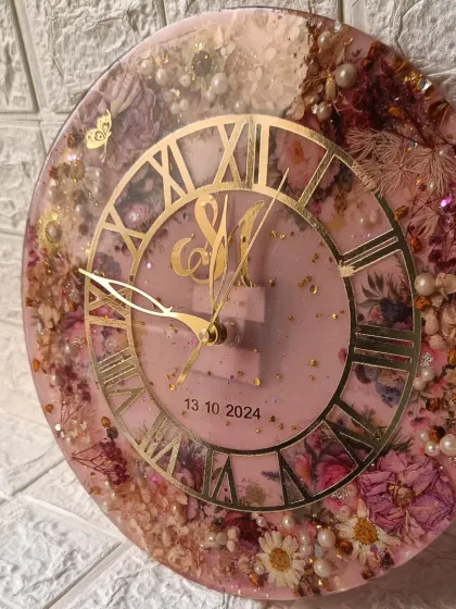 Your wedding flowers can be more than just a memory; they can be a part of your daily life. I transformed a client's bouquet into this stunning 12-inch resin wall clock, complete with their initials and wedding date. It's a functional piece of art that reminds them of their love every single day.