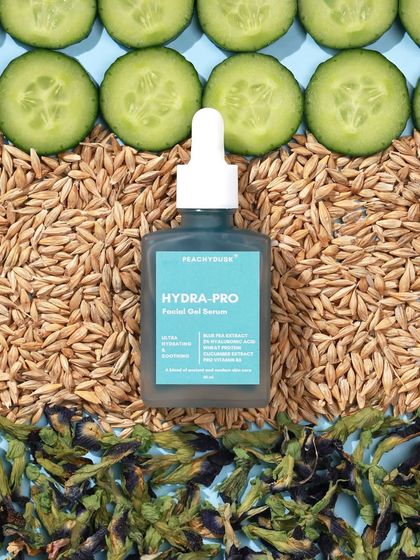 My Hydra-Pro Serum strikes a perfect balance between traditional ingredients and modern science. It features Hyaluronic Acid, Blue Pea Extract, Wheat Protein, and Cucumber to hydrate, protect, and soothe your skin.
