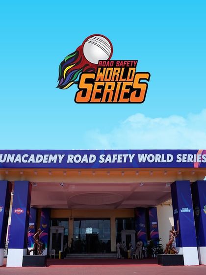 The grand entrance structure we built for the Unacademy Road Safety World Series. We create impressive entryways that set the tone for the event from the moment fans arrive.