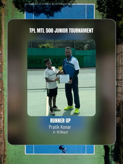 Congratulations to Pratik Konar on reaching the finals of the boys U-10 singles at the TPL MTL 500 Junior tournament.