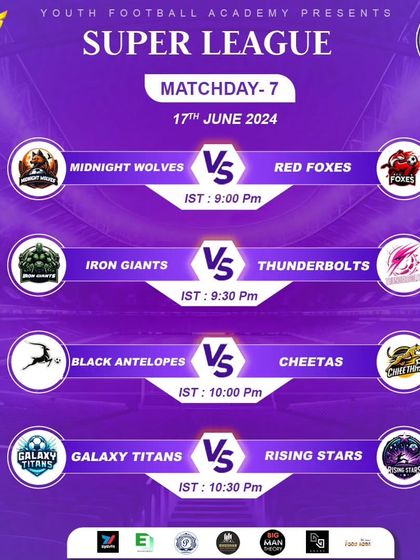 Matchday 7 fixtures for our internal Super League.