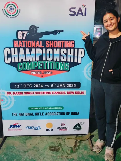 From our range to the national stage. We celebrate our student Sukriti Karkra for achieving the "Renowned Shot" title in 10m Air Pistol at the 67th National Shooting Championship. This is the journey we prepare our shooters for.