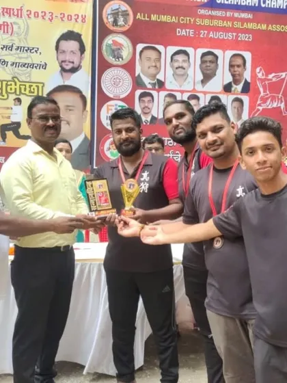 It's not just about training, it's about testing your skills. Here is our team after winning medals at the Silambam district championship for long stick fighting. I am proud of their hard work and performance.