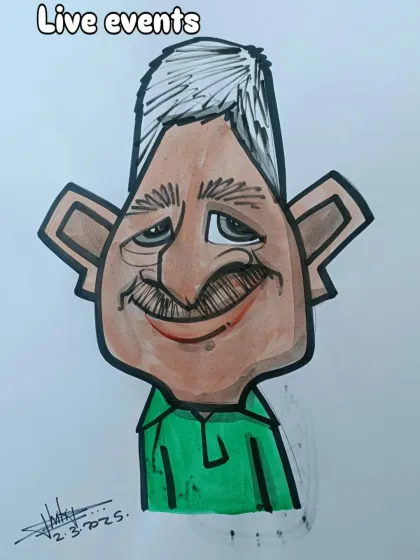 A live color caricature bust. The simple color palette makes the character pop.