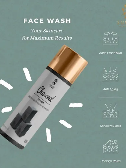 Our Charcoal Face Wash is great for achieving maximum results. It helps with acne-prone skin, minimizes pores, and unclogs them for a fresh, clean feeling.