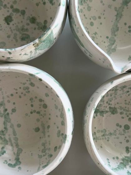 Another view of the pouring bowls. The spout is shaped by hand, so each one pours just a little bit differently.