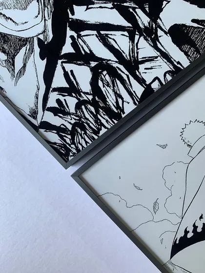 Another detail shot showing the clean lines and precise fit of our floater frames, perfect for creating a dynamic comic art display.