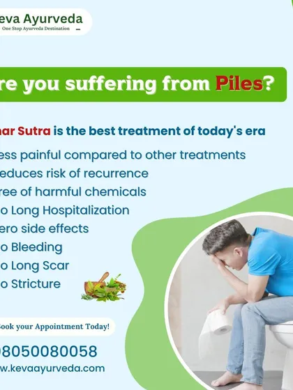 A duplicate of ID 47, this image reinforces the benefits of Kshar Sutra as a modern, effective Ayurvedic treatment for piles with zero side effects and no long scars.