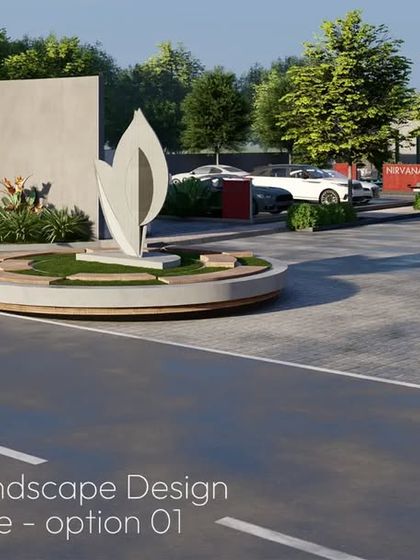 A design option for a central sculpture at the 'Nirvana' entrance, symbolizing the project's theme of bliss. Exploring sculptural forms is a key part of my process to create a unique identity and focal point for a landscape.