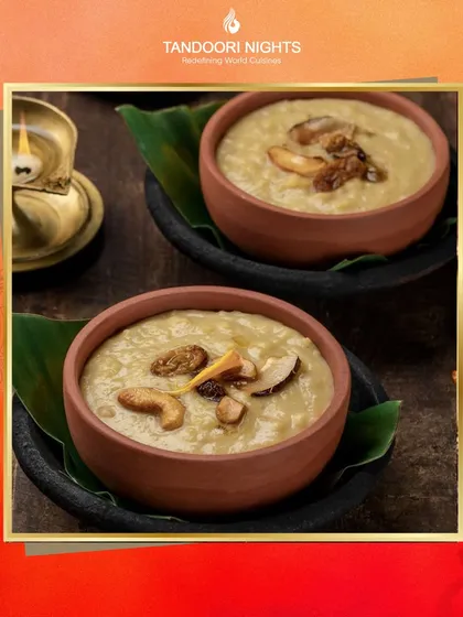 Celebrate the spirit of Navratri with our divine desserts. This creamy kheer, prepared without onion or garlic, is a sweet and soulful end to your festive meal.