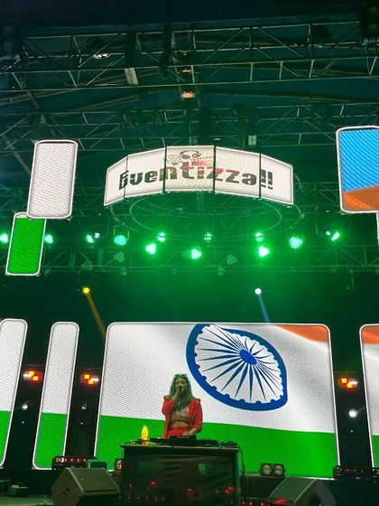 On stage celebrating India's T20 World Cup victory with a massive crowd. I can tailor my sets for special occasions and national celebrations.