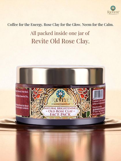 Coffee for energy, Rose Clay for the glow, and Neem for the calm. It's all packed inside one jar of my Old Rose Clay face pack, formulated with certified vegan and organic ingredients.
