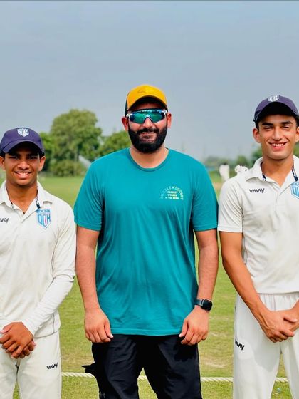 Celebrating two great performances. Ridhan Malik for his massive 163 runs and Pawan Baghel for his incredible 6-wicket haul.