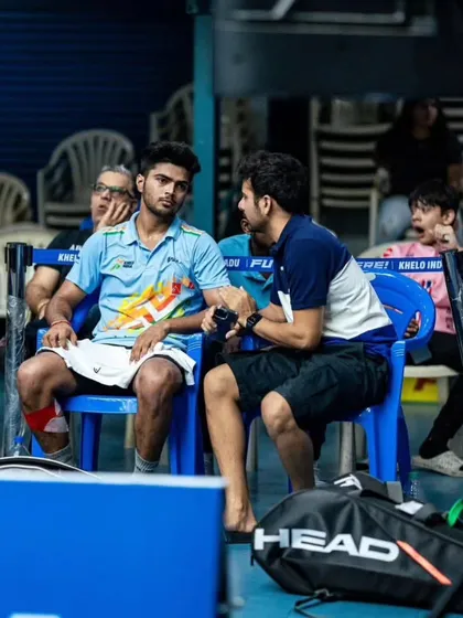 Coaching is more than just drills; it's about strategy and support when it matters most. Here I am, giving tactical advice to my player during a crucial match at the HCL Southern Slam in Chennai.