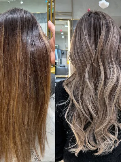 A classic ash blonde balayage is always in style. In this transformation, I focused on correcting warm, orange tones and hand-painting soft, cool-toned highlights. The result is a natural, dimensional look that will grow out beautifully without harsh lines.