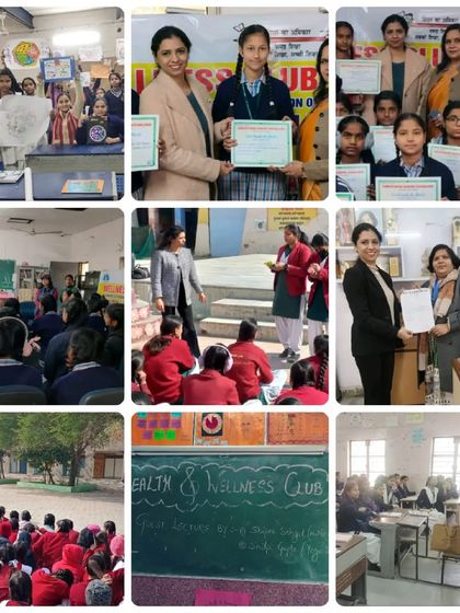 A collage capturing various moments from a week full of health and wellness sessions conducted in different government schools. It was a fulfilling experience.