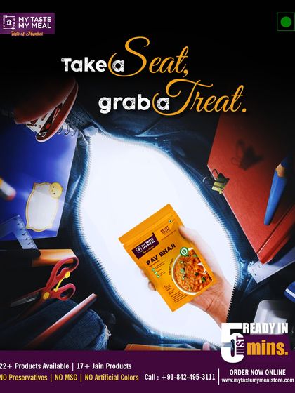 Take a seat and grab a treat. Whether you're studying or working, my Pav Bhaji packet is a quick and delicious break.