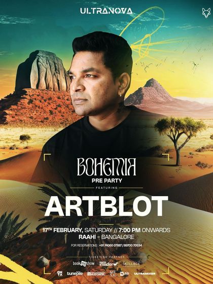 The flyer for the Bohemia Pre-Party at Raahi. This was an open-air event with a desert theme, setting the vibe for the main festival.