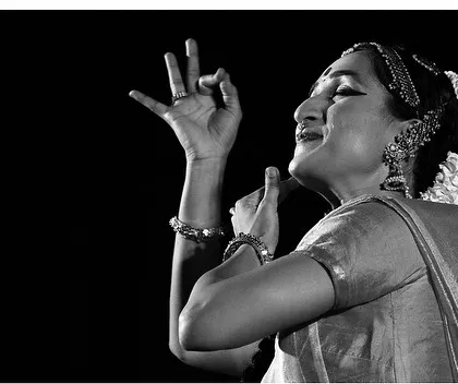 Another black and white portrait, capturing the devotion and emotion of a piece dedicated to Krishna.
