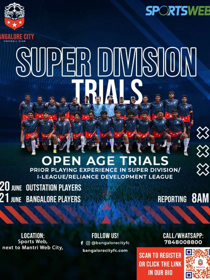 Your chance to play at the highest level in Karnataka is here. Our Super Division trials are for experienced players ready to compete for a spot on our senior roster.