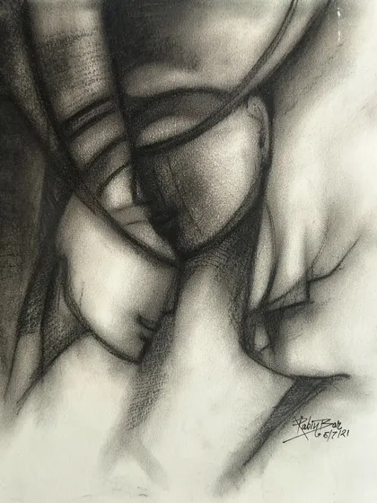 I also create dramatic black and white charcoal drawings. This medium is great for custom portraits or strong, emotional pieces that convey a lot of feeling with simple, powerful lines on handmade paper.
