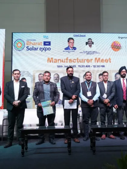 Our Director, Mr. Abhinav Mahajan, participating in the Manufacturer Meet panel discussion at the Bharat Solar Expo. The session focused on building a competitive solar manufacturing ecosystem in India, a mission we are deeply committed to.